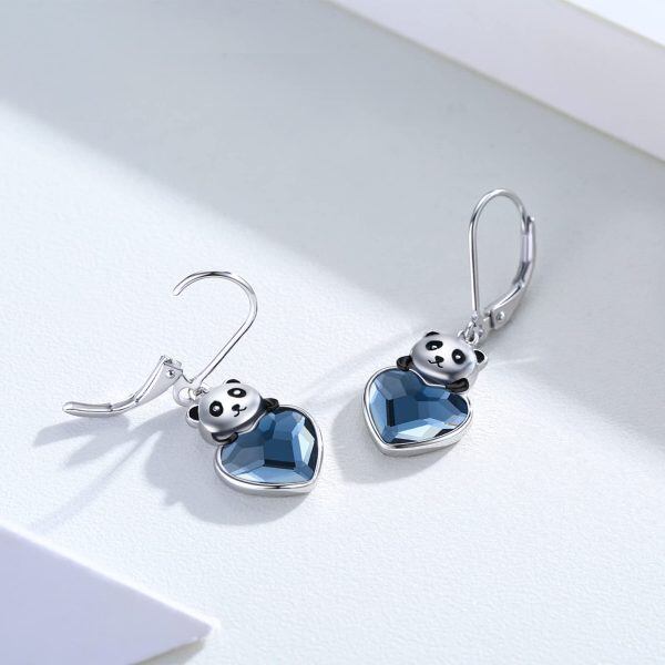 Sterling Silver Crystal Panda Earrings-2