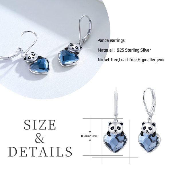 Sterling Silver Crystal Panda Earrings-5