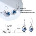 wholesale 925 Sterling Silver Blue Crystal Heart Panda Drop Earrings-0-5
