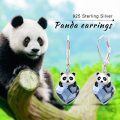 wholesale 925 Sterling Silver Blue Crystal Heart Panda Drop Earrings-0-6