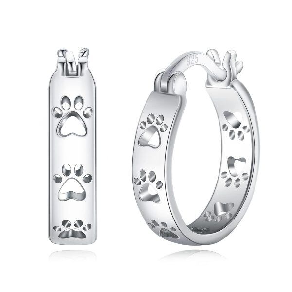 Sterling Silver Paw Earrings-0