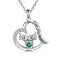 wholesale 925 Sterling Silver 925 Green Crystal Axolotl Heart Pendant Necklace for Women-0-0