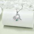 wholesale 925 Sterling Silver 925 Green Crystal Axolotl Heart Pendant Necklace for Women-0-3