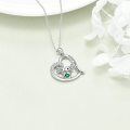 wholesale 925 Sterling Silver 925 Green Crystal Axolotl Heart Pendant Necklace for Women-0-4