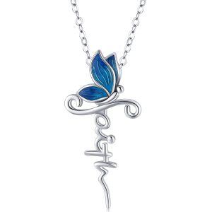 Sterling Silver Faith Butterfly Necklace-0