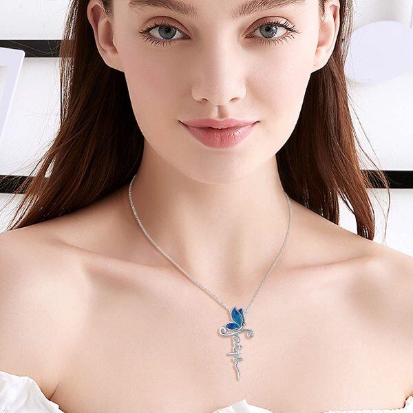 Sterling Silver Faith Butterfly Necklace-3