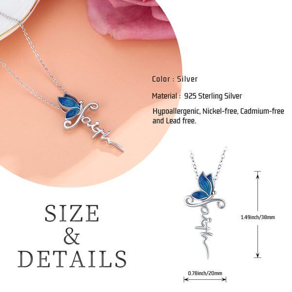 Sterling Silver Faith Butterfly Necklace-5