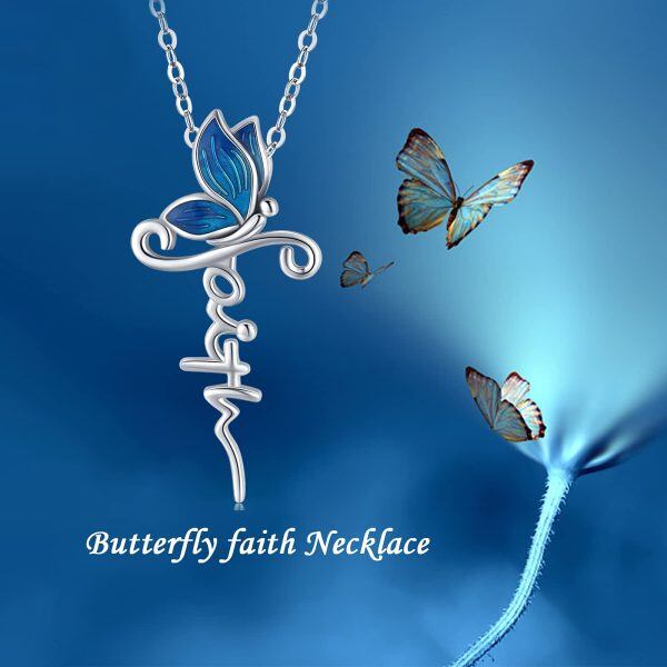 Sterling Silver Faith Butterfly Necklace-6