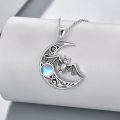 wholesale 925 Sterling Silver Moonstone Bat Crescent Moon Pendant Necklace for Women-0-3