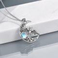 wholesale 925 Sterling Silver Moonstone Bat Crescent Moon Pendant Necklace for Women-0-4