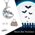wholesale 925 Sterling Silver Moonstone Bat Crescent Moon Pendant Necklace for Women-0-5