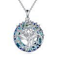 wholesale 925 Sterling Silver Crystal Tree of Life Pendant Necklace for Women - Blue Colorful Stone -0-0