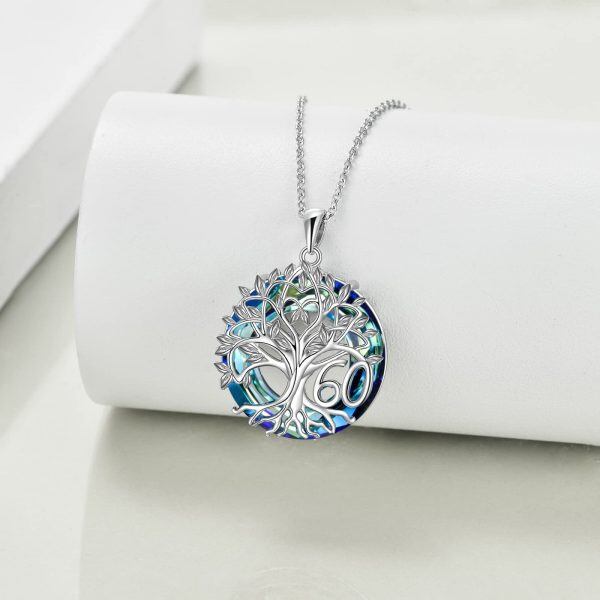 Sterling Silver Cystal Tree Of Life Necklace-3