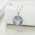 wholesale 925 Sterling Silver Crystal Tree of Life Pendant Necklace for Women - Blue Colorful Stone -0-3