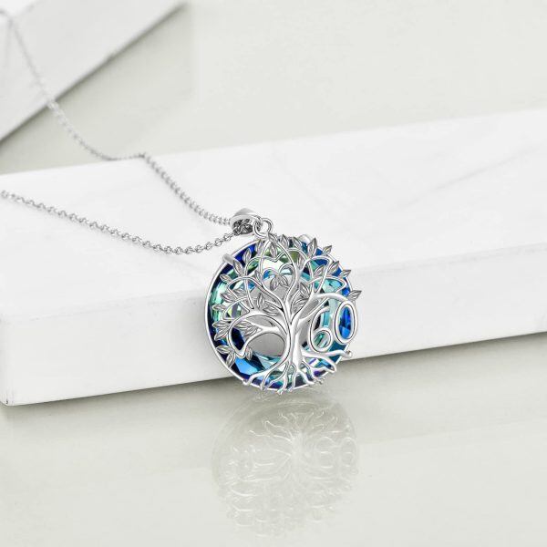 Sterling Silver Cystal Tree Of Life Necklace-4