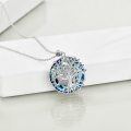 wholesale 925 Sterling Silver Crystal Tree of Life Pendant Necklace for Women - Blue Colorful Stone -0-4