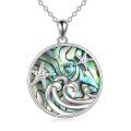 wholesale 925 Sterling Silver Abalone Shell Wave Starfish Pendant Necklace -0-0