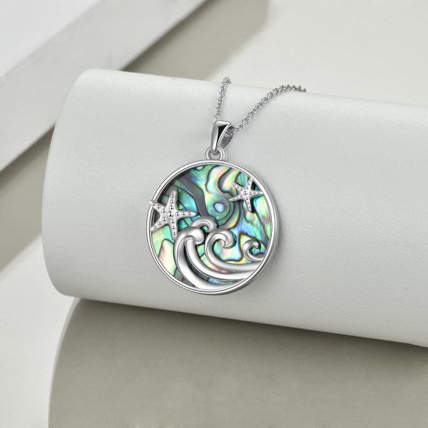 Sterling Silver Wave Starfish Necklace-3