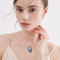 wholesale 925 Sterling Silver Blue Crystal Mermaid Starfish Pendant Necklace for Women-0-1
