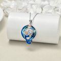 wholesale 925 Sterling Silver Blue Crystal Mermaid Starfish Pendant Necklace for Women-0-3
