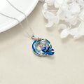 wholesale 925 Sterling Silver Blue Crystal Mermaid Starfish Pendant Necklace for Women-0-4