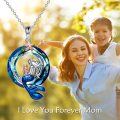 wholesale 925 Sterling Silver Blue Crystal Mermaid Starfish Pendant Necklace for Women-0-5
