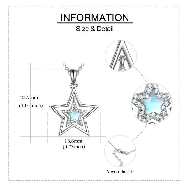 Sterling Silver Moonstone Star Necklace-4