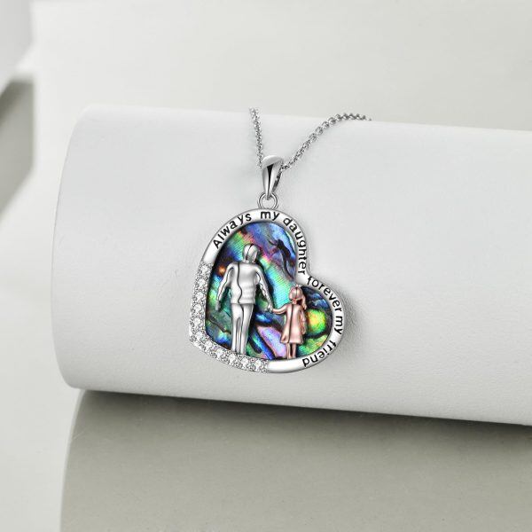 Sterling Silver Father And Daughter Heart Necklace-2