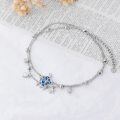 wholesale 925 Sterling Silver Blue Crystal Sea Turtle Charm Ankle Anklet with Starfish and Shell Charms-0-2