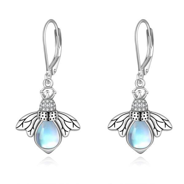 Sterling Silver Moonstone Bee Earrings-0