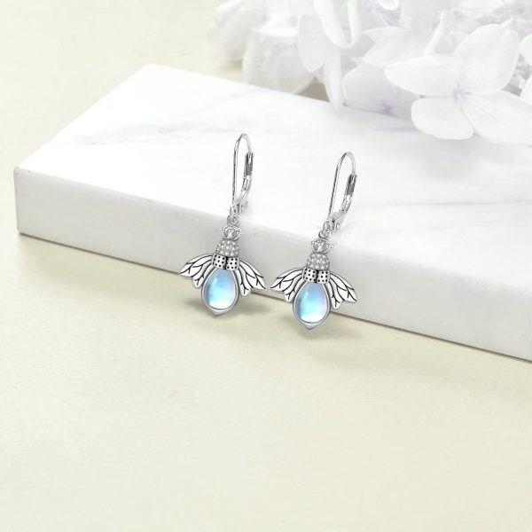 Sterling Silver Moonstone Bee Earrings-2