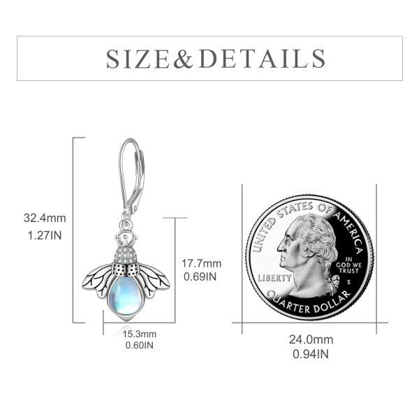 Sterling Silver Moonstone Bee Earrings-3