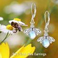 wholesale 925 Sterling Silver Moonstone Honeybee Dangle Earrings for Women-0-5
