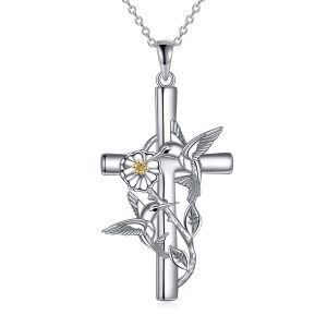 Hummingbird/Ladybug/Dragonfly Necklace Jewelry for Women Sterling Silver Cross Necklace Gifts for Girls-0