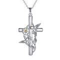 wholesale 925 Sterling Silver 925 Cross Hummingbird Flower Pendant Necklace for Women-0-0