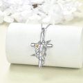 wholesale 925 Sterling Silver 925 Cross Hummingbird Flower Pendant Necklace for Women-0-3