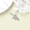 wholesale 925 Sterling Silver 925 Cross Hummingbird Flower Pendant Necklace for Women-0-4