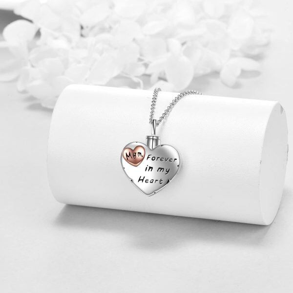 Sterling Silver Heart Urn Necklace-2