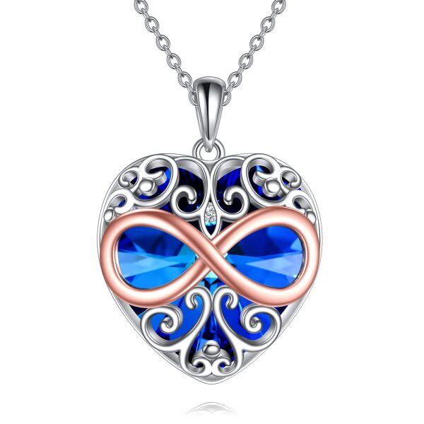 Sterling Silver Crystal Infinity Heart Necklace-0