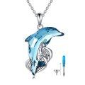 wholesale 925 Sterling Silver Blue Crystal Dolphin Pendant Necklace for Women-0-0