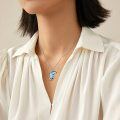 wholesale 925 Sterling Silver Blue Crystal Dolphin Pendant Necklace for Women-0-1