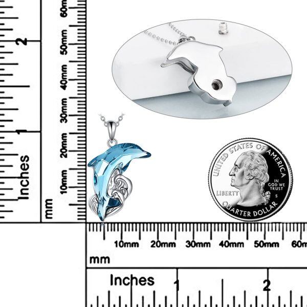 Sterling Silver Crystal Dolphin Pendant Necklace-2