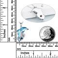 wholesale 925 Sterling Silver Blue Crystal Dolphin Pendant Necklace for Women-0-2