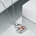 wholesale 925 Sterling Silver 925 Piano Heart Pendant Necklace with Rose Gold Accents and Cubic Zirconia Stones - I Love You Forever Message-0-2