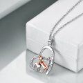 wholesale 925 Sterling Silver 925 Piano Heart Pendant Necklace with Rose Gold Accents and Cubic Zirconia Stones - I Love You Forever Message-0-3