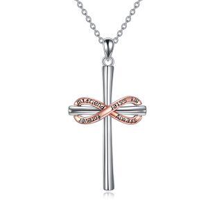 Cross Necklaces for Women Sterling Silver Mom/Sister/Moonstone/Celtic/Claddagh Necklaces Gifts for Mom Women-0