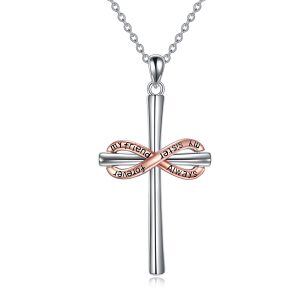 Sterling Silver Infinity Cross Pendant Necklaces-0