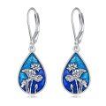 wholesale 925 Sterling Silver Blue Enamel Flower Drop Earrings-0-0