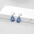 wholesale 925 Sterling Silver Blue Enamel Flower Drop Earrings-0-1