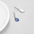 wholesale 925 Sterling Silver Blue Enamel Flower Drop Earrings-0-2